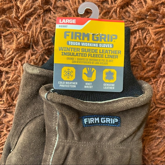 Firm Grip Large Winter Suede Leather Gloves with Insulated Fleece Liner - Picture 2 of 9